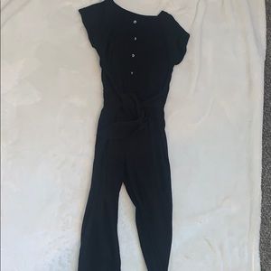 Black tie button jumpsuit girls
